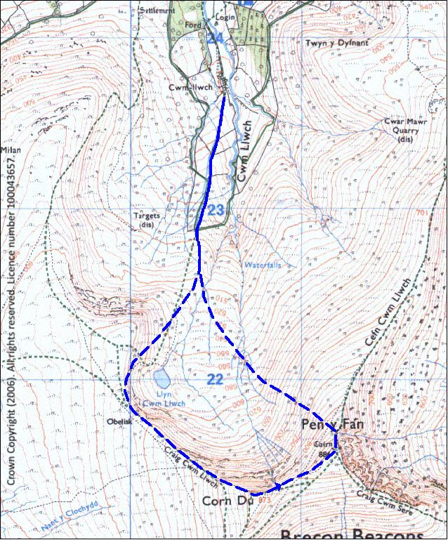 Pen y Fan Race Route Map